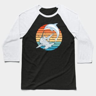 Hammerhead Shark and Dolphin Baseball T-Shirt